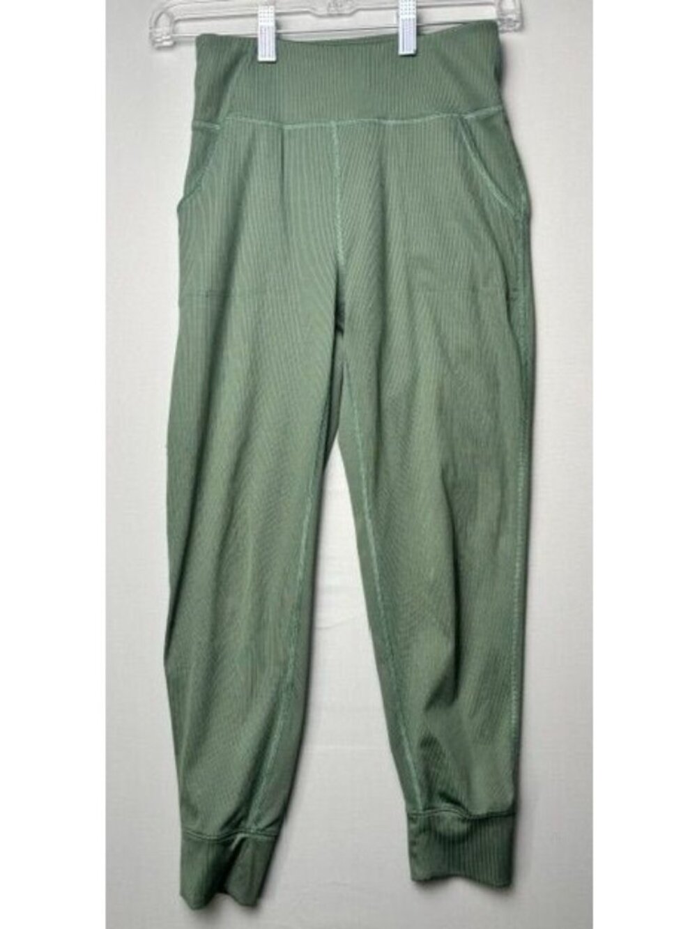 Old Navy Active Women's L Green Ribbed High Rise Jogger Pants Cargo Pocket